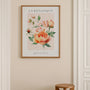 soft botanical flowers poster in bedroom light wall art