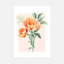 peony watercolour poster soft peach tones botanical wall art