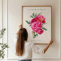 pink peony watercolour poster bedroom soft feminine decor