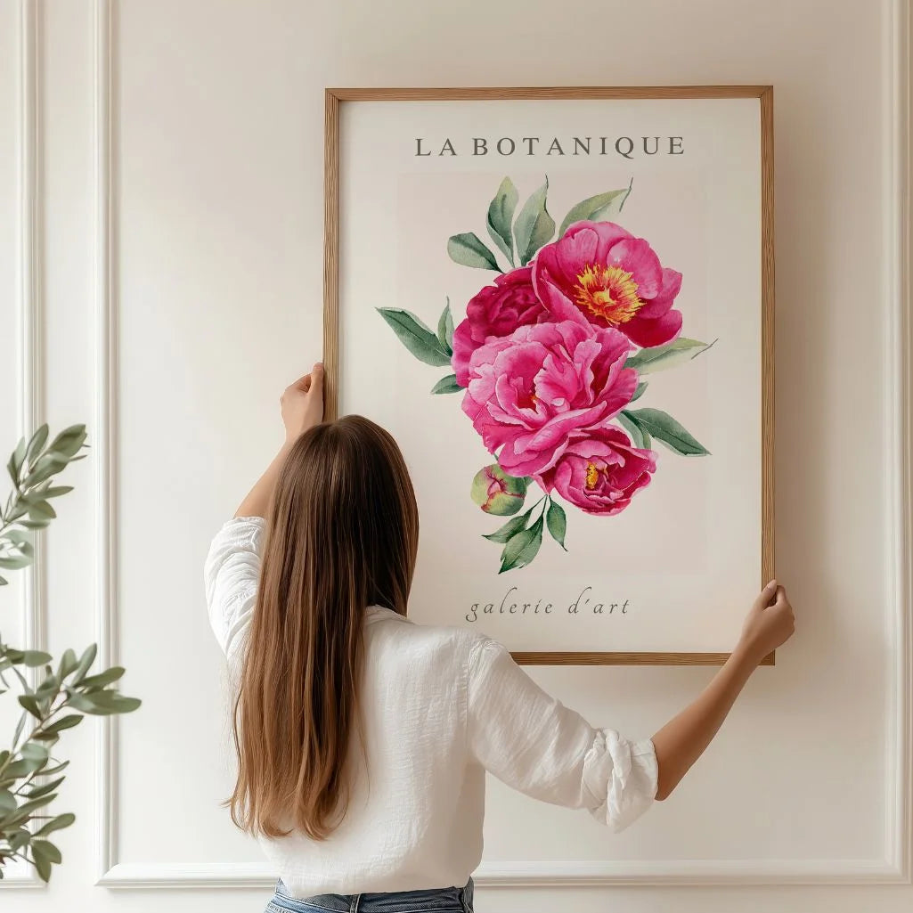 pink peony watercolour poster bedroom soft feminine decor
