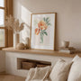 floral poster peach tones living room elegant wall decor