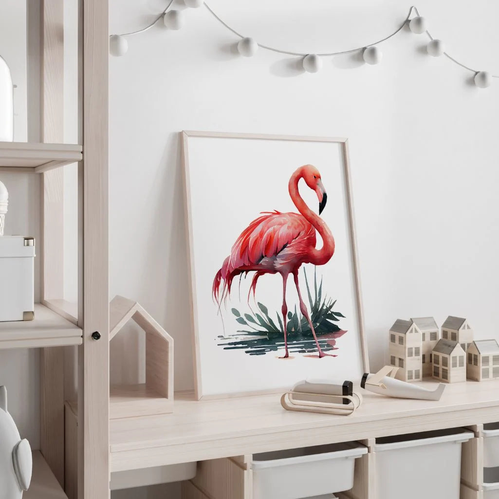 pink flamingo poster bedroom tropical wall art