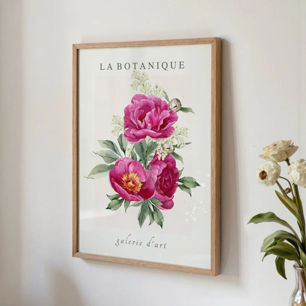 pink peonies floral poster gallery wall vintage elegant decor