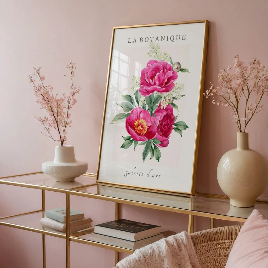 pink peonies poster living room elegant french decor