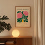 Pink peonies poster displayed in gallery wall with floral artwork