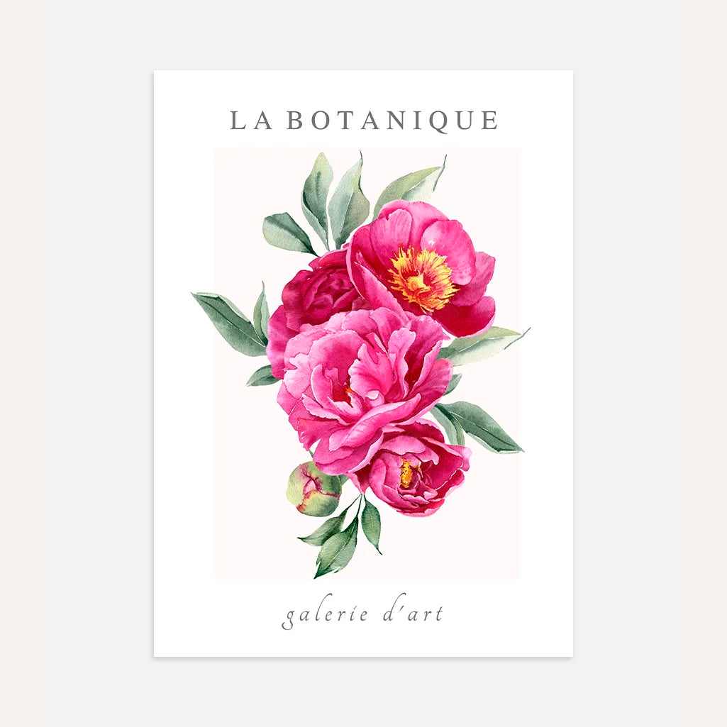  pink peony bouquet watercolour poster romantic floral wall art