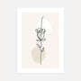 Minimalist rose line art poster with single line drawing on beige background