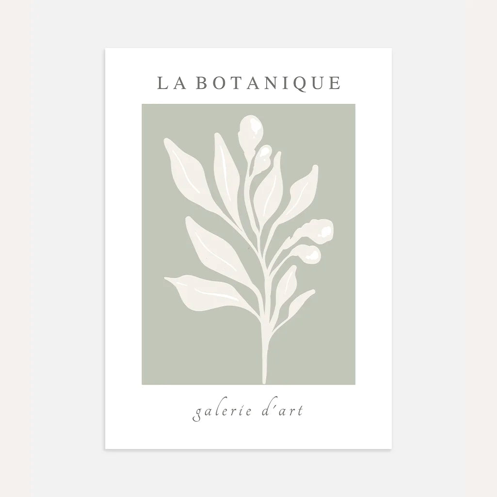 sage botanical branch poster green minimalist wall art