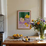 Mediterranean lemon poster in colourful modern gallery wall arrangement
