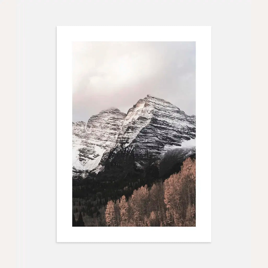 snowy mountain peak poster alpine landscape wall art