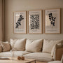 black beige soft botanical silhouette poster set wall art for bedroom decor