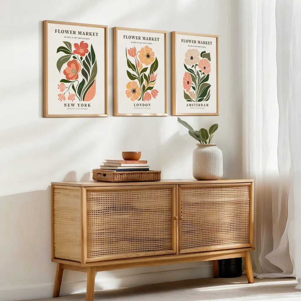 floral city poster set wall art for kitchen decor