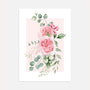 leichte aquarell blumen poster rosa grün botanische wandkunst modern