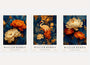 William Morris crane and flower poster set of 3 in dark blue botanical wall art