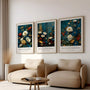 William Morris dark blue floral poster set for classic and stylish wall decor