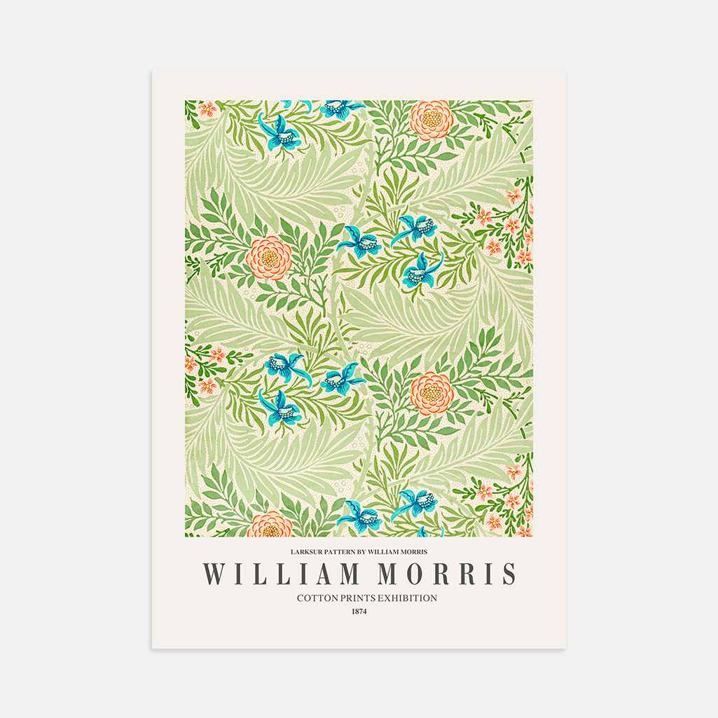 Plakat William Morris Larkspur – Zielony Wzór Botaniczny