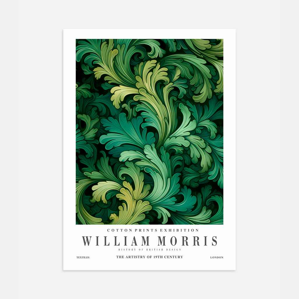 Plakat William Morris – Zielony Ornament Botaniczny