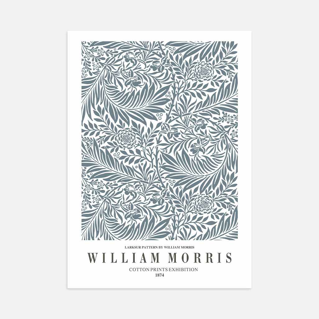 Plakat William Morris Larkspur – Szary Wzór Botaniczny