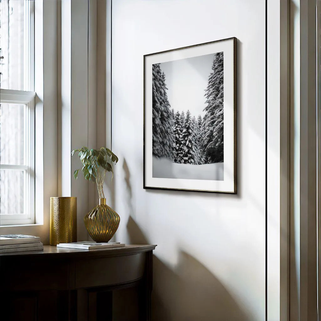 winter trees monochrome detail poster
