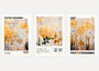 Yayoi Kusama gold botanical poster set of 3 with beige neutral wall art