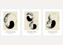 Zen ink brush poster set with black and beige abstract shapes calming wall art